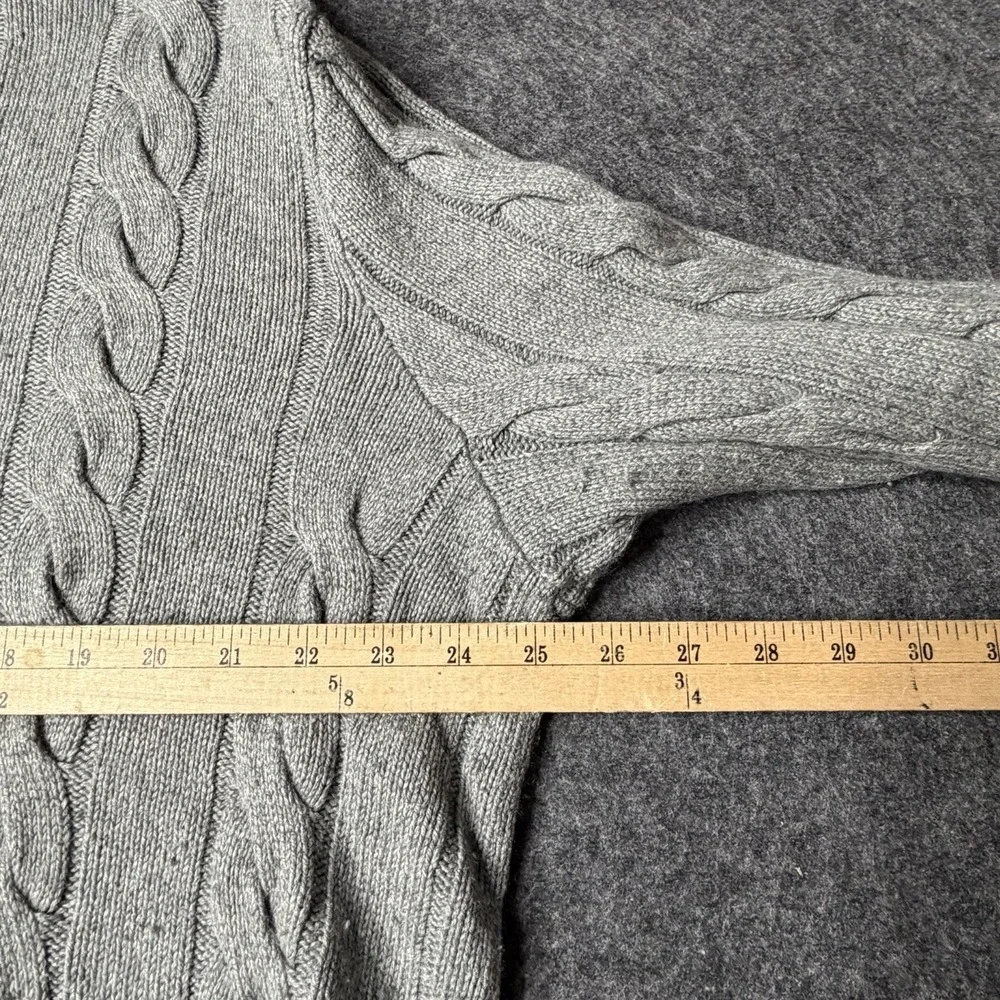 Polo Ralph Lauren Gray Cable-Knit Silk Cashmere Pullover Sweater Mens XL Quarter
